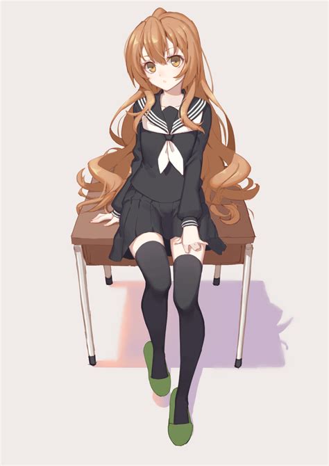 Safebooru 1girl O Absurdres Aisaka Taiga Black Serafuku Brown Eyes