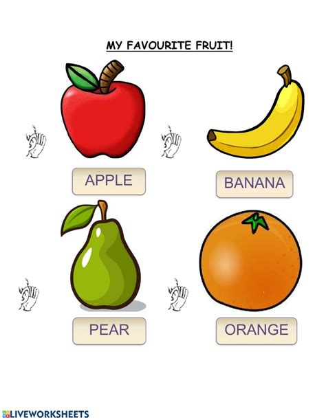 My favourite fruit is apple. MY favourite fruit! worksheet