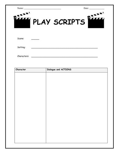 Planning A Playscript 2 Writing Templates Teaching Resources
