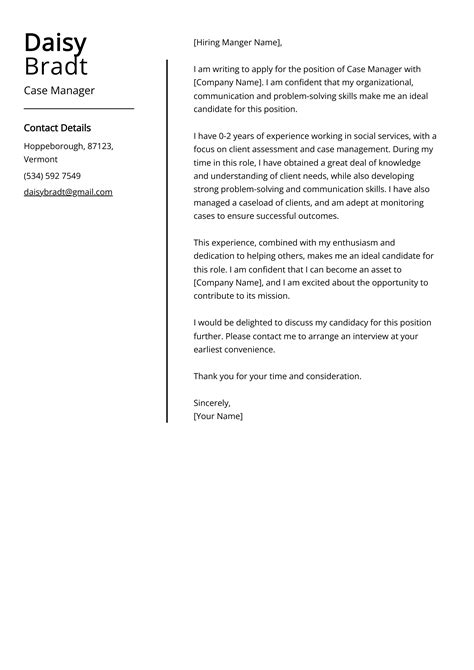 Case Manager Cover Letter Example For 2023 Skills And Templates