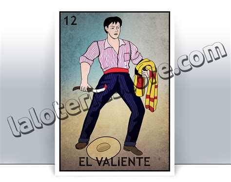 El Valiente Loteria Card The Brave Man Mexican Bingo Art Etsy