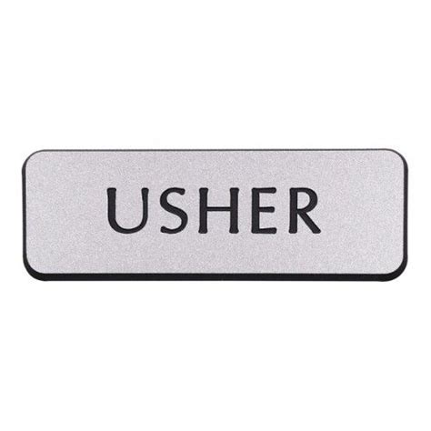 Usher Badge Magnetic Silver Usher Badge Black Letter