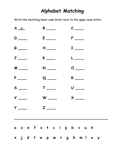 Matching Upper And Lowercase Letters Worksheet Worksheet List