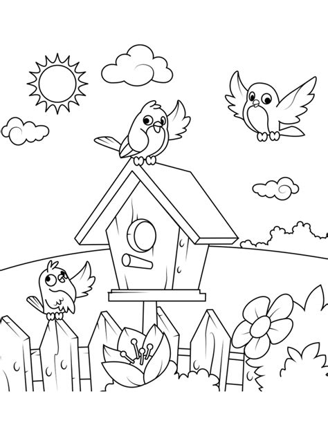 Aves Y Su Casa Para Colorear Imprimir E Dibujar Coloringonlycom