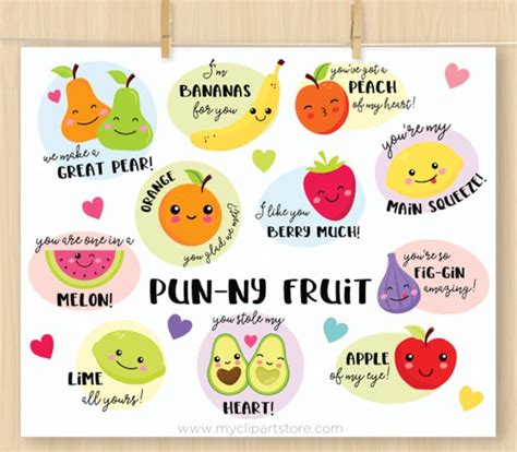 Punny Fruit Funny Fruit Puns Cute Fruit Faces Characters Etsy