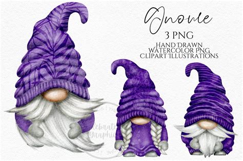 Purple Gnome Clipart Png Bundle Purple Gonk Clipart Hand Drawn Etsy
