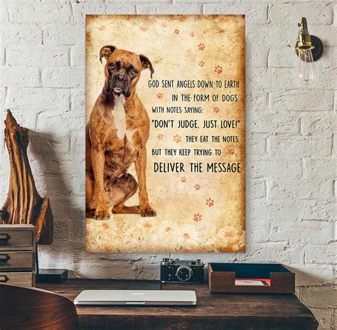 Boxer Deliver The Message Brindle Boxador Puppies Lover Poster Teeuni