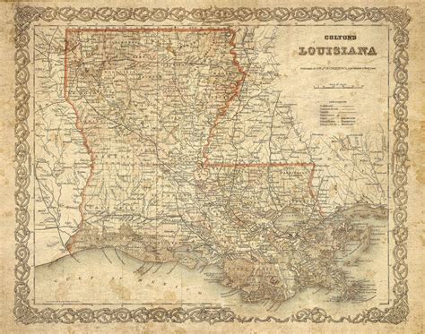 Vintage Louisiana Map Coltons 1886 Old Louisiana Map Etsy