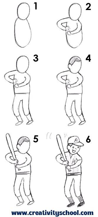 How To Draw A Baseball Player Pitching And Hitting