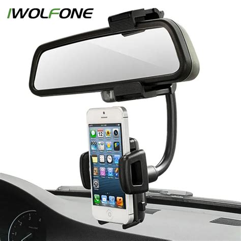 Iwolfone 2017 New Real Car Rearview Mirror Mount Phone Holder Universal