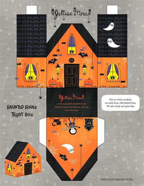 We Love To Illustrate Free Haunted House Treat Box Printable