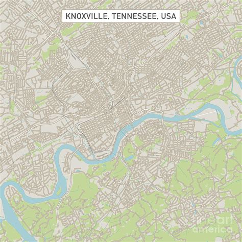 Knoxville Tennessee Us City Street Map Digital Art By Frank Ramspott