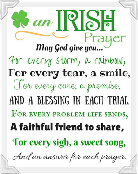 Printable Irish Blessing Prayer Printable World Holiday