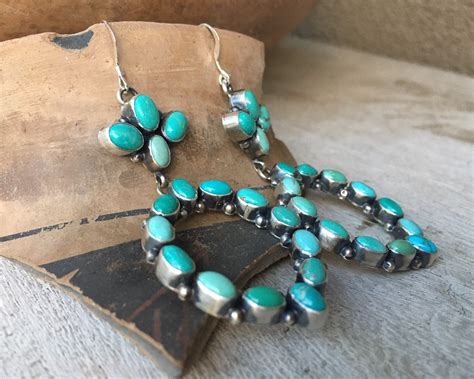 Turquoise Cluster Hoop Earrings For Women Navajo Native American