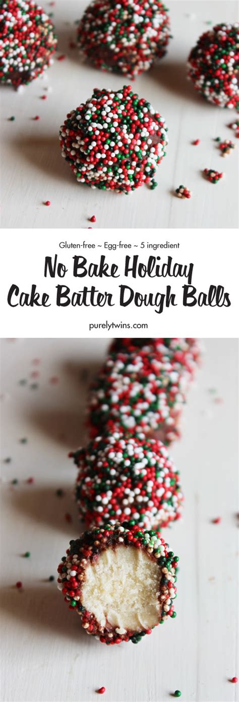 These pancakes are *definitely* sweet, and we're definitely. No Bake Holiday cake batter dough balls