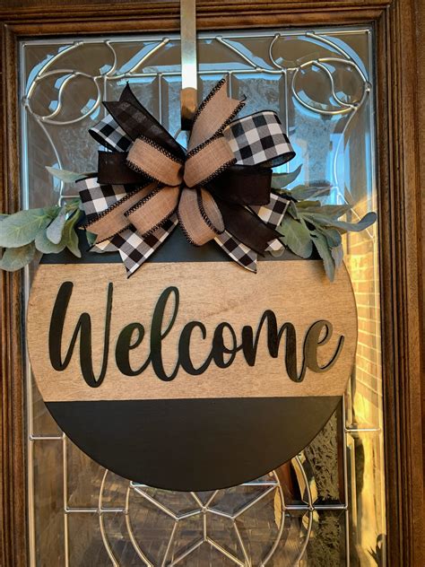 Welcome Door Hanger Welcome Wreath Raised Letter Welcome Etsy Door