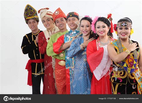 Malaysian People Traditional Clothes Posing Studio Stock Photo By