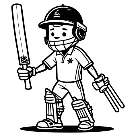 Cricket Player Vector Clipart Black And White Cricket Player Vector