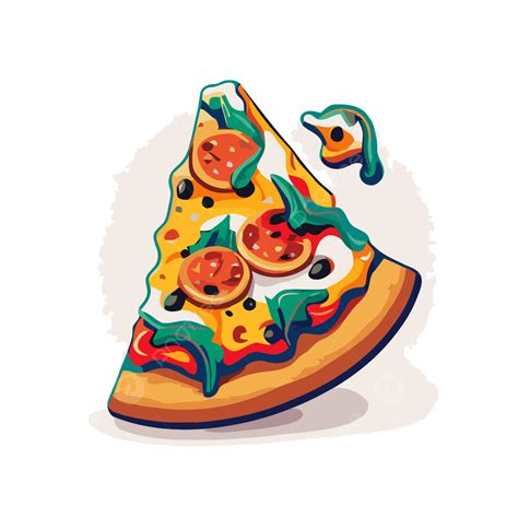 Topping Pizza Stiker Clipart Pizza Vektor Terisolasi Kartun Ilustrasi