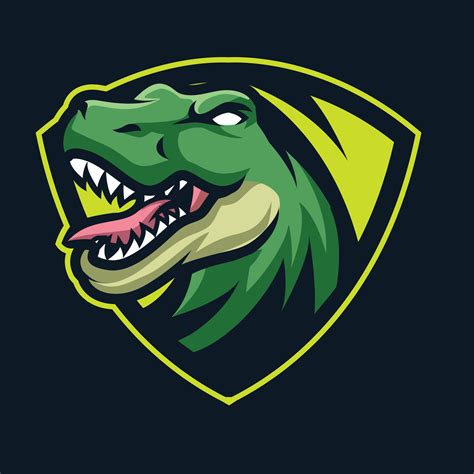Logo De Cabeza De Mascota De Dinosaurio Logo De Esport Verde Monstruo