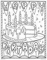 Coloring Pages Birthday Happy Printable Color Kids Adults Abstract Party Cake Geometric sketch template