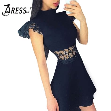 INDRESSME 2019 New Fashion Solid Hollow Out O Neck Petal Short Sleeve
