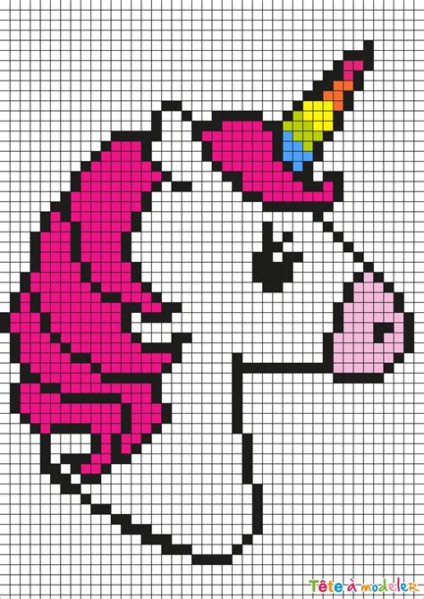 Pour initier les enfants à la reproduction sur quadrillage, le déplacement sur quadrillage. Pixel Art Tête de licorne par Tête à modeler en 2020 | Coloriage pixel, Coloriage, Coloriage ...