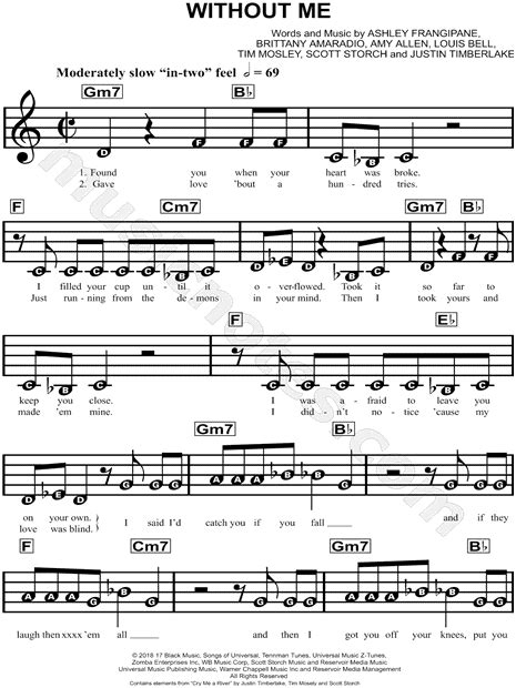 Halsey Without Me Sheet Music For Beginners In A Minor Download