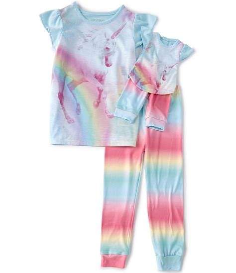 Komar Kids Littlebig Girls 4 14 Short Sleeve Rainbow Unicorn Doll And Me