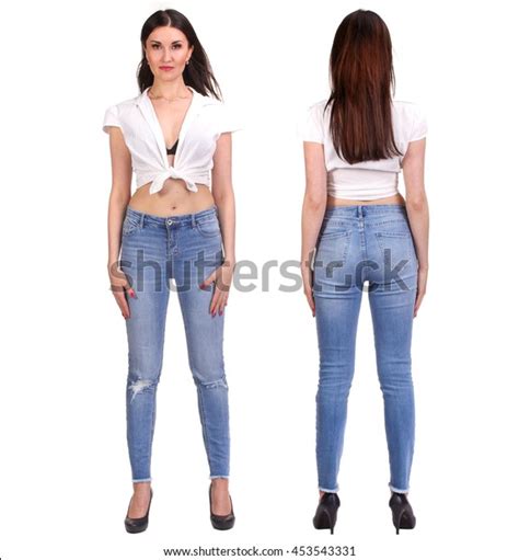 Pretty Woman Jeans Front Back View 스톡 사진 453543331 Shutterstock