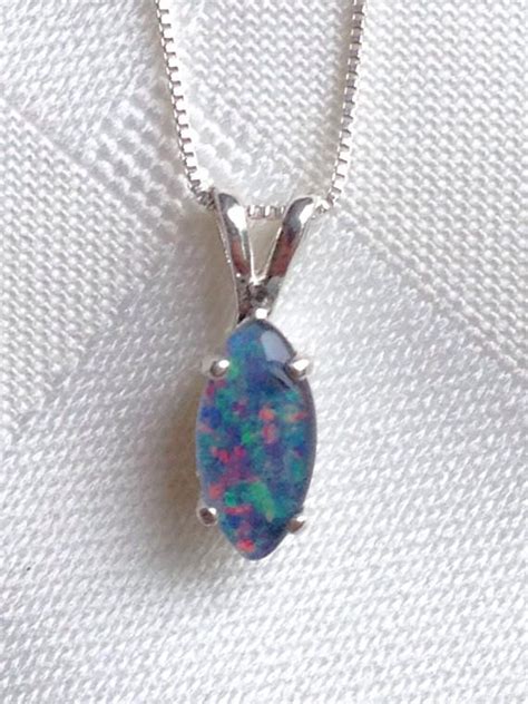 Opal Marquise Necklace Dark Opal Necklace October Birthstone Etsy Opal Necklace Necklace