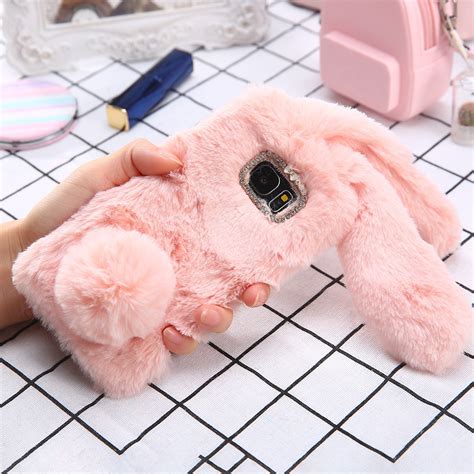 S8 Plus 3d Cute Soft Fluffy Rabbit Warm Fur Case For Samsung Galaxy S8