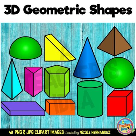 3d Shapes Clipart For Commercial Use Png Images Etsy 3d Geometric