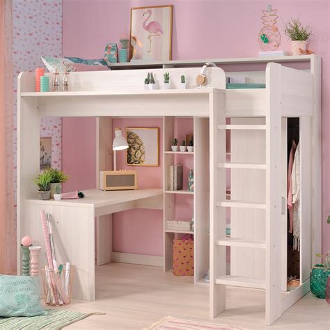 High loft beds are great for limited spaces. Parisot Higher Kids High Sleeper Bed With Desk And Wardrobe - Kids Avenue | Cuckooland