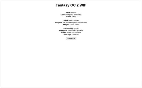 Fantasy Oc 2 Wip ― Perchance Generator