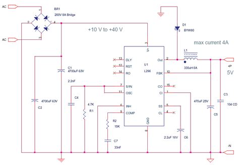 Digital 5v Power Supply Using L296 Delabs Schematics Electronic