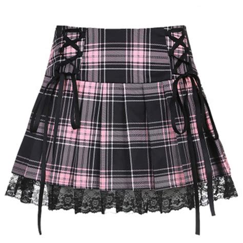 Pastel Goth Skirt Gothic Lolita Skirt Lace Hem Pleated Etsy