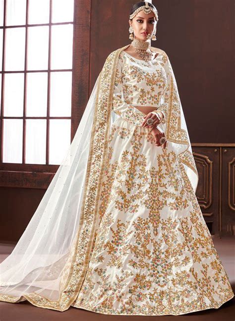 Buy White Pure Silk Indian Wedding Lehenga In Uk Usa And Canada Indian