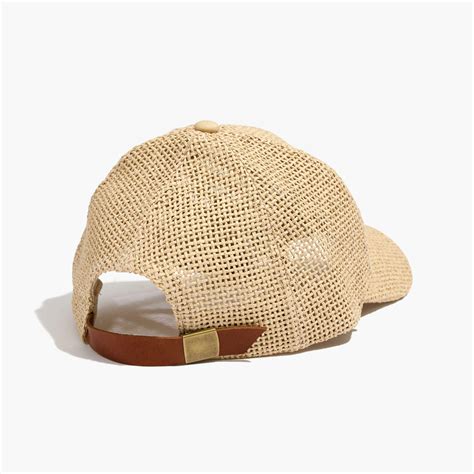 Madewell Leather Straw Baseball Cap In Natural Lyst
