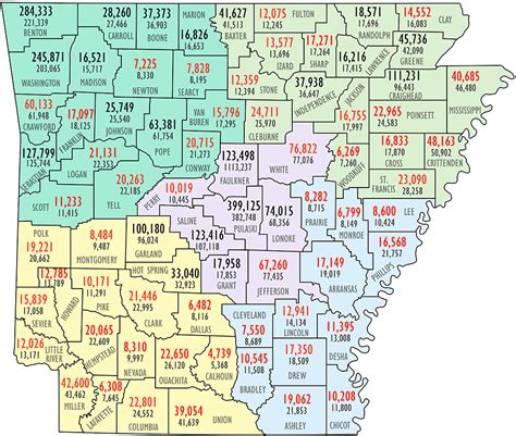 County Population Map Encyclopedia Of Arkansas