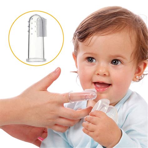 How often do you do it? Baby Kids Silicone Finger Toothbrush Children Teeth Clear ...