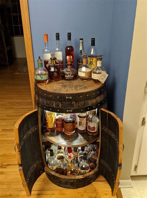 how to make a bourbon barrel liquor cabinet