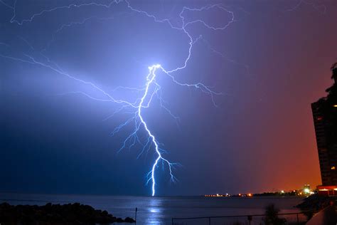 Lightning Storm From 727 Chicago Over Lake Michigan Lake