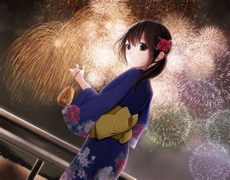 Anime Girl Fireworks