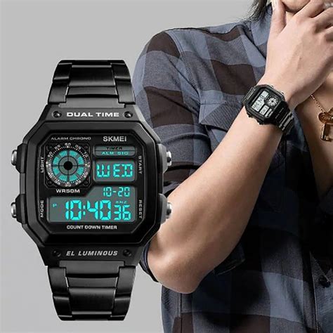 Skmei 1335 Men Digital Square Dial Sports Watch Black