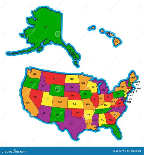 United States Map In Color Royalty Free Stock Photo
