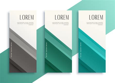Geometric Business Style Vertical Banners Set Download Free Vector