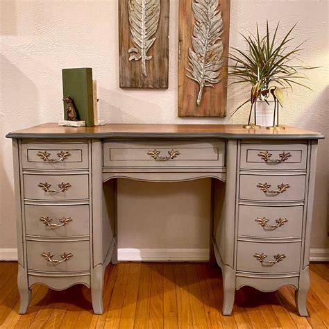 Vintage French Provincial Desk in French Linen Chalk Paint by Annie Sloan