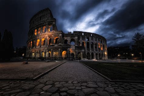 Colosseum Greece Architecture Building Old Building Lights Hd