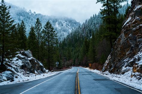 Download 2256x1504 Road Snow Forest Mountain Rock Winter